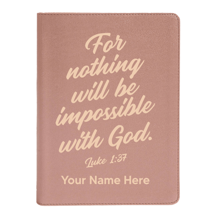 Personalized CSB She Reads Truth Community Study Bible Faux Leather Medium Print Size Rose Gold with FULL COVER Luke 1:37 Design | Shepherds Shelf - Shepherds Shelf