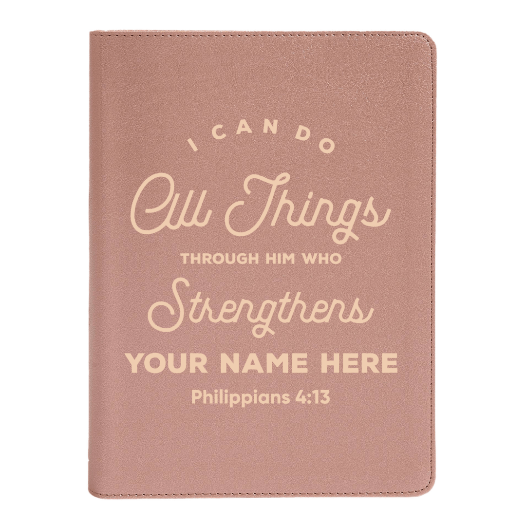 Personalized CSB She Reads Truth Community Study Bible Faux Leather Medium Print Size Rose Gold with FULL COVER Philippians 4:13 Design | Shepherds Shelf - Shepherds Shelf