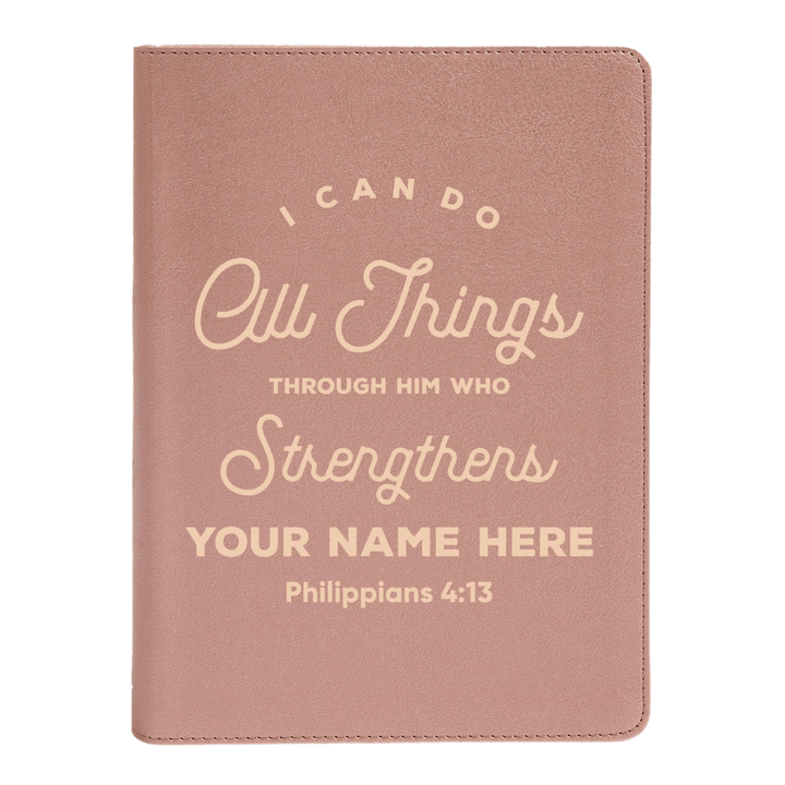 Personalized CSB She Reads Truth Community Study Bible Faux Leather Medium Print Size Rose Gold with FULL COVER Philippians 4:13 Design | Shepherds Shelf - Shepherds Shelf
