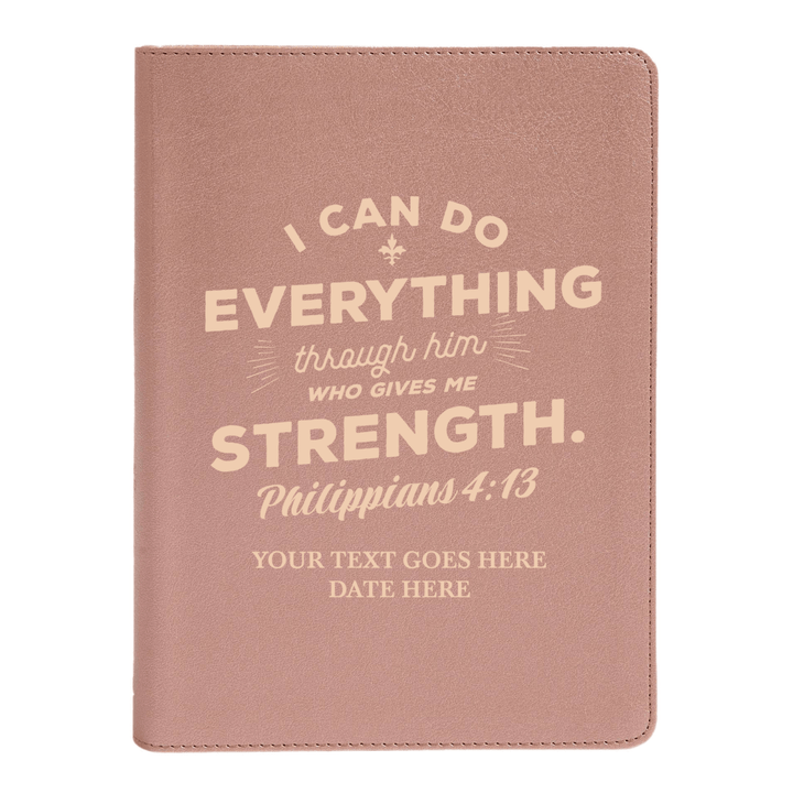Personalized CSB She Reads Truth Community Study Bible Faux Leather Medium Print Size Rose Gold with FULL COVER Philippians 4:13 Design | Shepherds Shelf - Shepherds Shelf