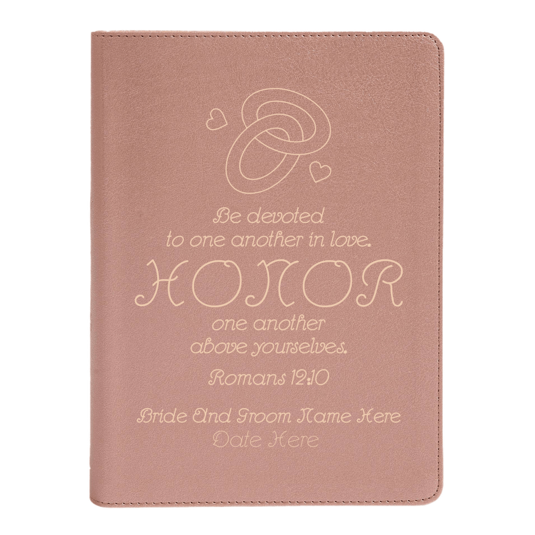 Personalized CSB She Reads Truth Community Study Bible Faux Leather Medium Print Size Rose Gold with FULL COVER Romans 12:10 Design | Shepherds Shelf - Shepherds Shelf