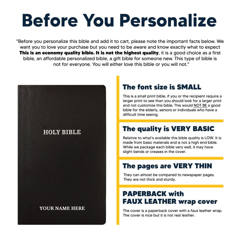 KJV Black Standard Size Holy Bible Small Print