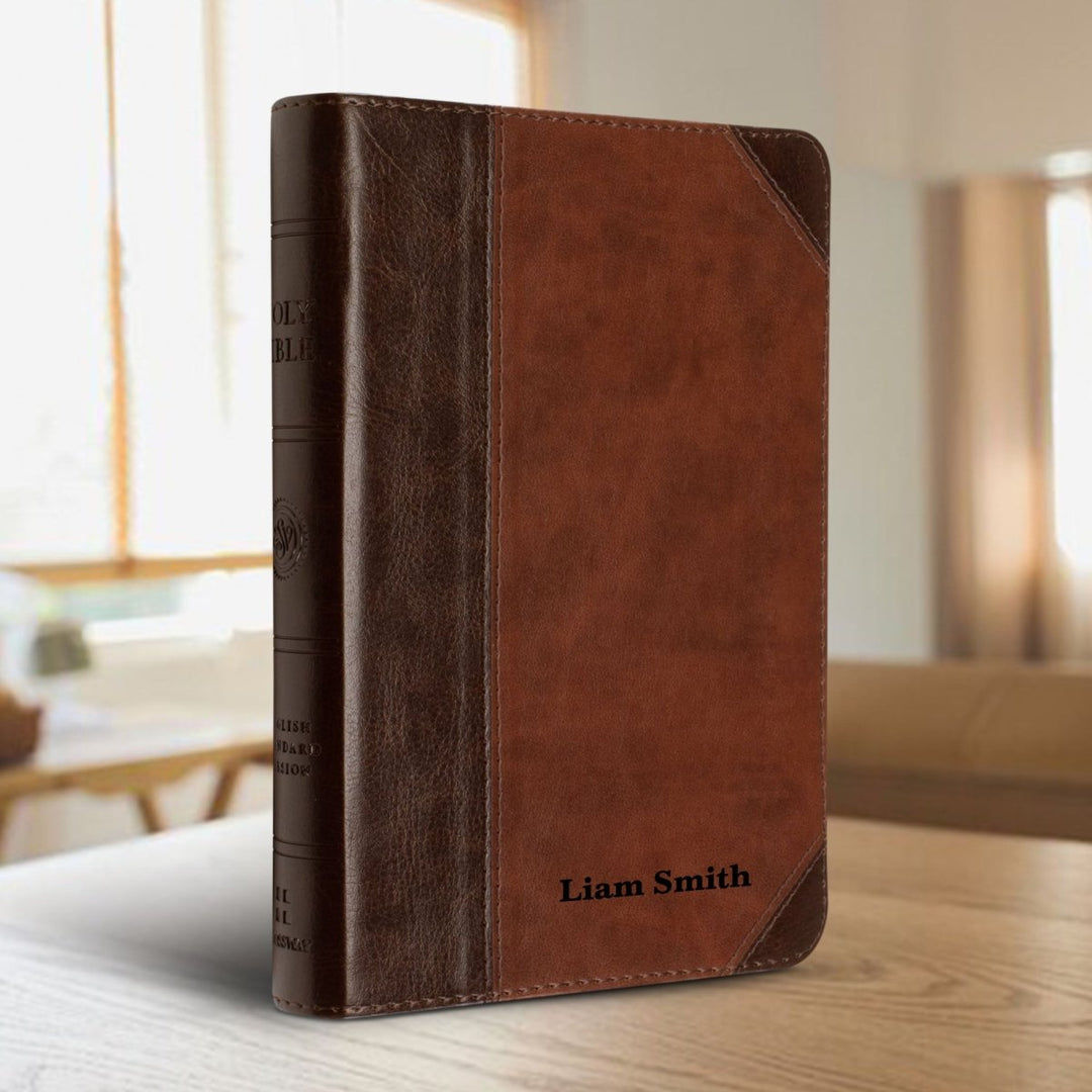 Personalized ESV Compact Bible English Standard Version Faux Leather Holy Bible Medium Print and Red Letter Edition Dark Brown | Shepherds Shelf - Shepherds Shelf