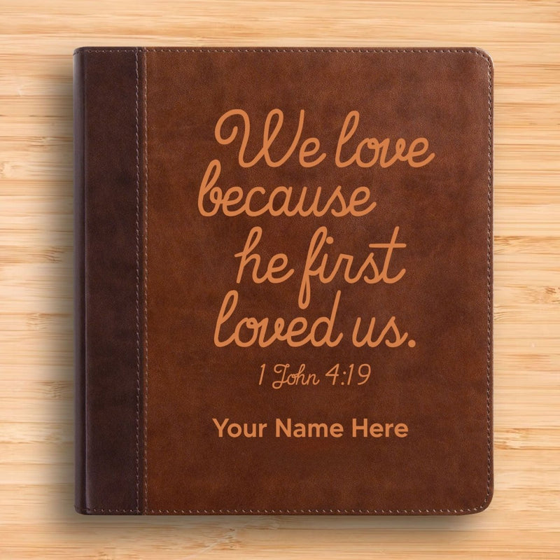 ESV Double Column Faux Leather Classic Study Bible with Full Cover 1 John 4:19 Verse For Good and Name Gift for Christian & Religious Celebrations Small Print | Shepherds Shelf