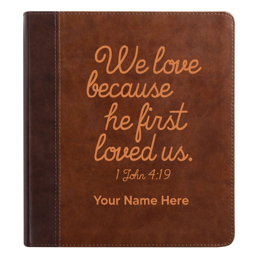 ESV Double Column Faux Leather Classic Study Bible with Full Cover 1 John 4:19 Verse For Good and Name Gift for Christian & Religious Celebrations Small Print | Shepherds Shelf