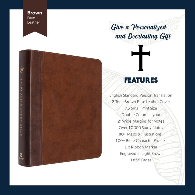 ESV Double Column Faux Leather Classic Study Bible with Full Cover 1 John 4:19 Verse For Good and Name Gift for Christian & Religious Celebrations Small Print | Shepherds Shelf