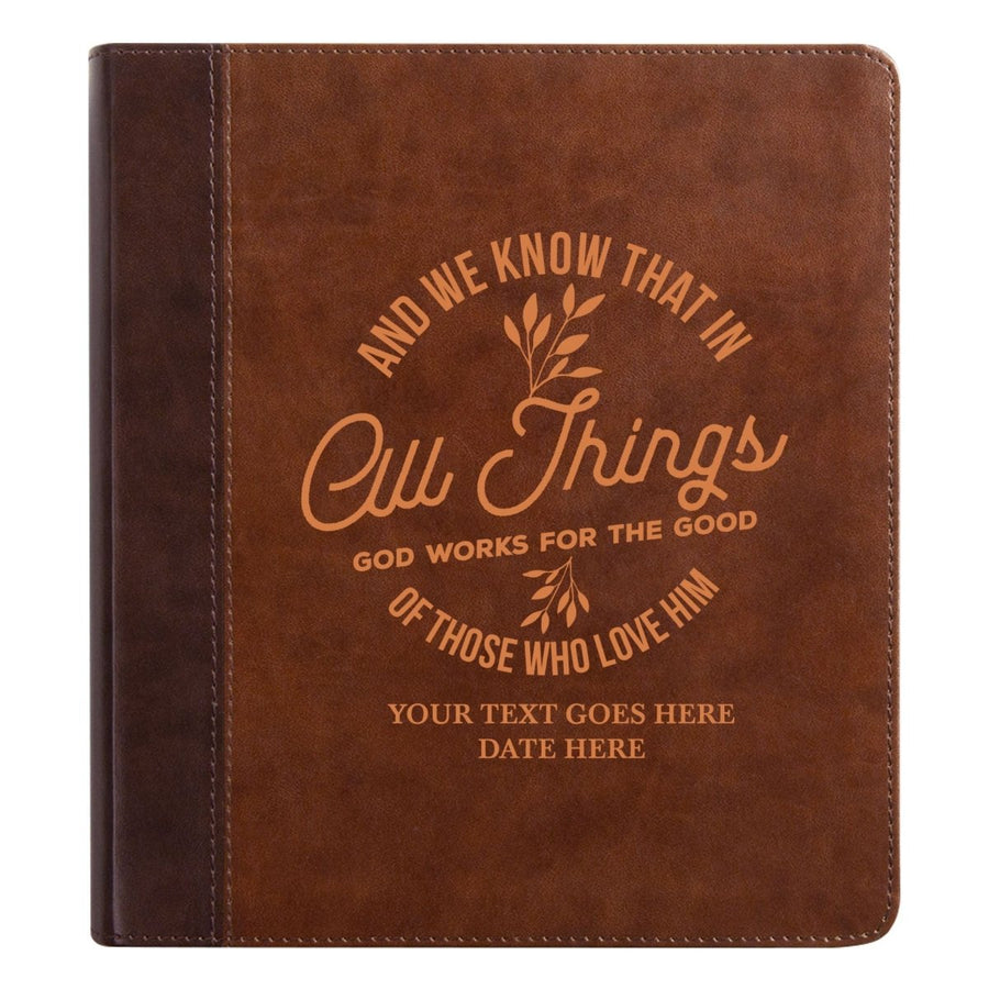 Personalized ESV Double Column Faux Leather Classic Study Bible Custom with Full Cover All Things God Works For Good and Name Gift for Christian & Religious Celebrations Small Print | Shepherds Shelf - Shepherds Shelf