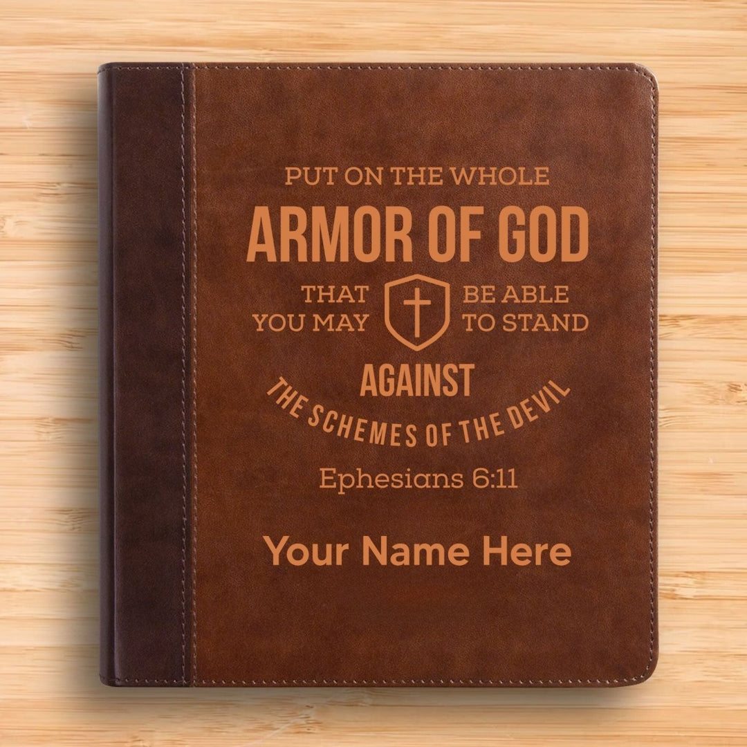 Personalized ESV Double Column Faux Leather Classic Study Bible Custom with Full Cover Ephesians 6:11 Verse For Good and Name Gift for Christian & Religious Celebrations Small Print | Shepherds Shelf - Shepherds Shelf