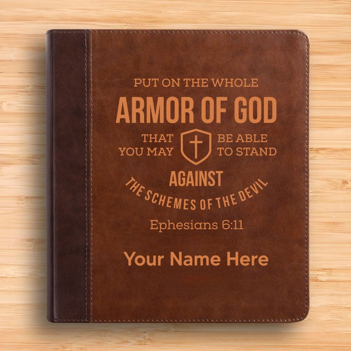Personalized ESV Double Column Faux Leather Classic Study Bible Custom with Full Cover Ephesians 6:11 Verse For Good and Name Gift for Christian & Religious Celebrations Small Print | Shepherds Shelf - Shepherds Shelf