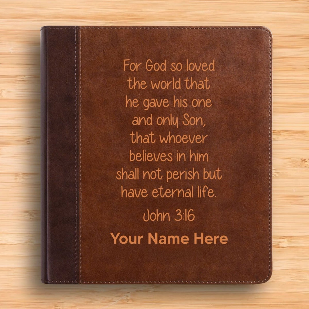 Personalized ESV Double Column Faux Leather Classic Study Bible Custom with Full Cover John 3:16_Study 1 Verse For Good and Name Gift for Christian & Religious Celebrations Small Print | Shepherds Shelf - Shepherds Shelf