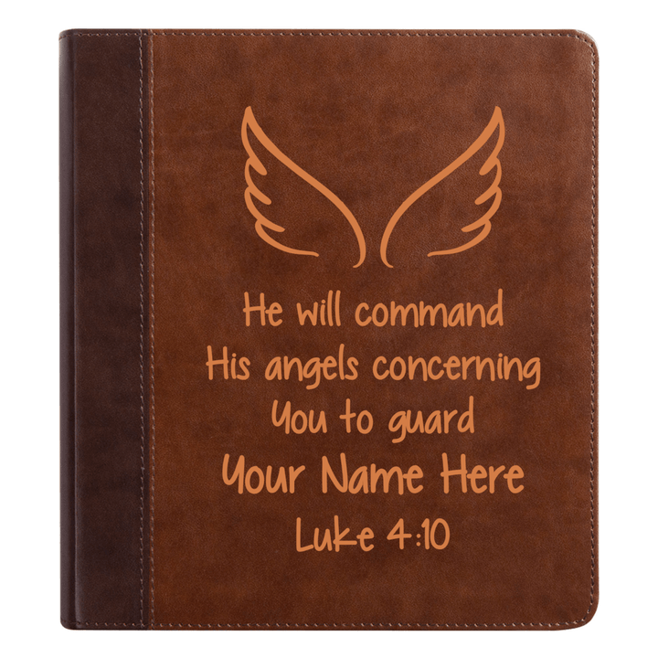 Personalized ESV Double Column Faux Leather Classic Study Bible | Custom with Full Cover Luke 4:10 Bible Verse and Name| Gift for Christian & Religious Celebrations Small Print | Shepherds Shelf - Shepherds Shelf