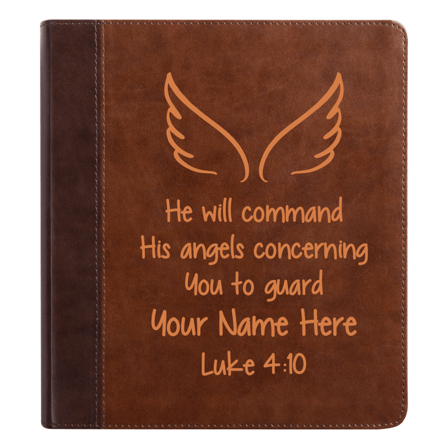Personalized ESV Double Column Faux Leather Classic Study Bible | Custom with Full Cover Luke 4:10 Bible Verse and Name| Gift for Christian & Religious Celebrations Small Print | Shepherds Shelf - Shepherds Shelf