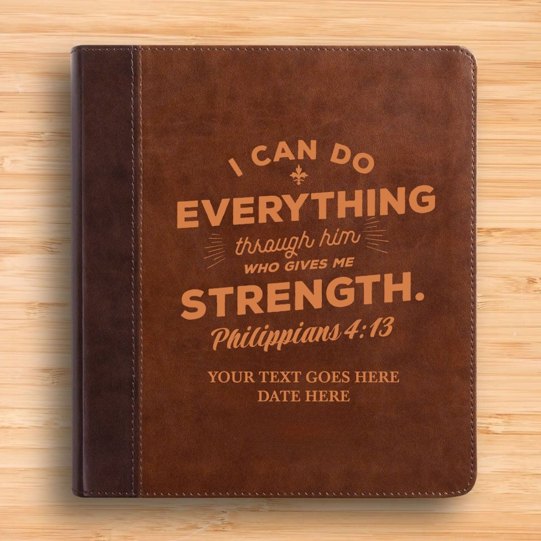 Personalized ESV Double Column Faux Leather Classic Study Bible Custom with Full Cover Philippians 4:13 Verse For Good and Name Gift for Christian & Religious Celebrations Small Print | Shepherds Shelf - Shepherds Shelf