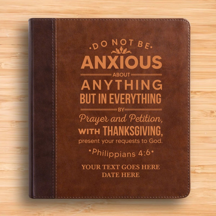 Personalized ESV Double Column Faux Leather Classic Study Bible Custom with Full Cover Philippians 4:6 Verse For Good and Name Gift for Christian & Religious Celebrations Small Print | Shepherds Shelf - Shepherds Shelf