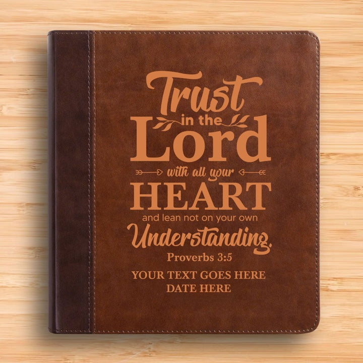 Personalized ESV Double Column Faux Leather Classic Study Bible Custom with Full Cover Proverbs 3:5 Verse For Good and Name Gift for Christian & Religious Celebrations Small Print | Shepherds Shelf - Shepherds Shelf