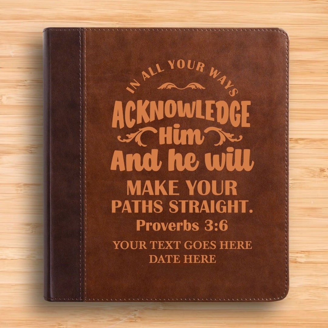 Personalized ESV Double Column Faux Leather Classic Study Bible Custom with Full Cover Proverbs 3:6 Verse For Good and Name Gift for Christian & Religious Celebrations Small Print | Shepherds Shelf - Shepherds Shelf