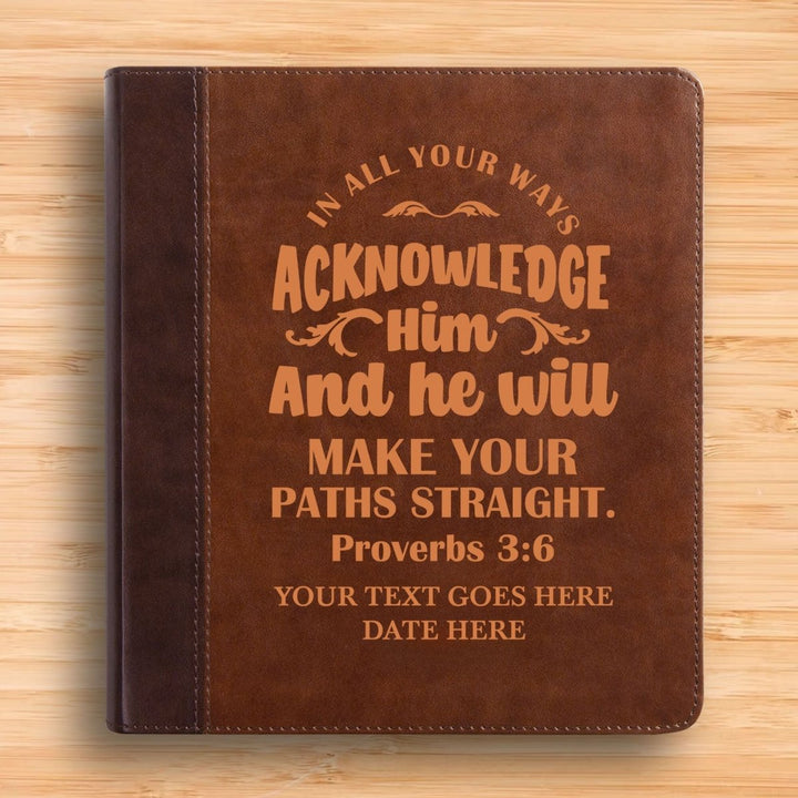 Personalized ESV Double Column Faux Leather Classic Study Bible Custom with Full Cover Proverbs 3:6 Verse For Good and Name Gift for Christian & Religious Celebrations Small Print | Shepherds Shelf - Shepherds Shelf