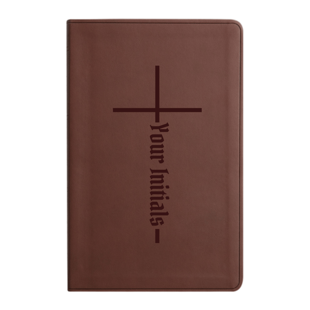 Personalized ESV Thinline Bible Large Print Faux Leather Holy Bible with Christian Cross Design Brown | Shepherds Shelf - Shepherds Shelf
