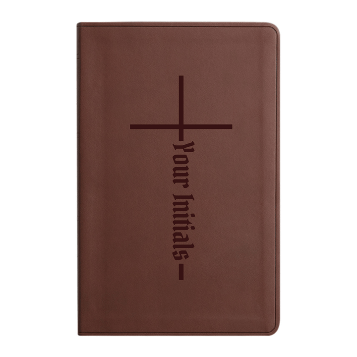 Personalized ESV Thinline Bible Large Print Faux Leather Holy Bible with Christian Cross Design Brown | Shepherds Shelf - Shepherds Shelf