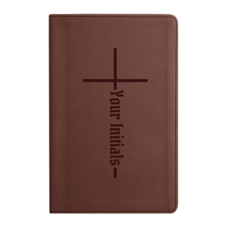 Personalized ESV Thinline Bible Large Print Faux Leather Holy Bible with Christian Cross Design Brown | Shepherds Shelf - Shepherds Shelf