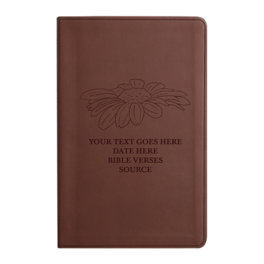 Personalized ESV Thinline Bible Large Print Faux Leather Holy Bible with Daisy Design Brown | Shepherds Shelf - Shepherds Shelf