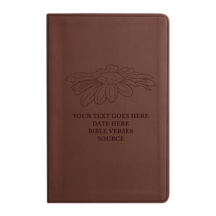 Personalized ESV Thinline Bible Large Print Faux Leather Holy Bible with Daisy Design Brown | Shepherds Shelf - Shepherds Shelf