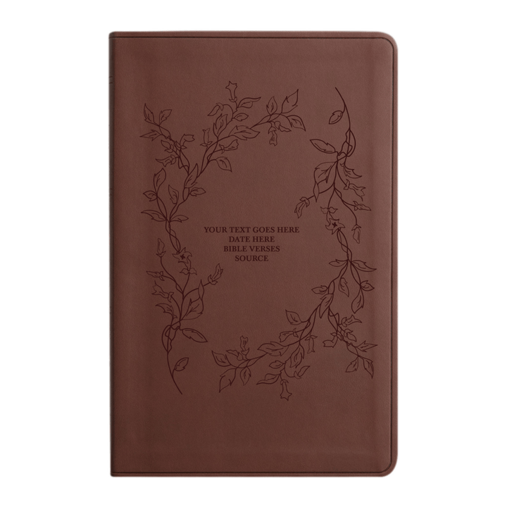 Personalized ESV Thinline Bible Large Print Faux Leather Holy Bible with Floral Vines Design Brown | Shepherds Shelf - Shepherds Shelf