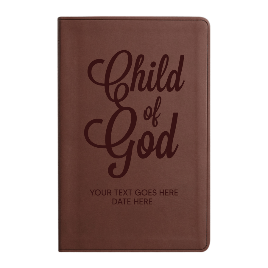 Personalized ESV Thinline Bible Large Print Faux Leather Holy Bible with Full Cover Child of God Design Brown | Shepherds Shelf - Shepherds Shelf