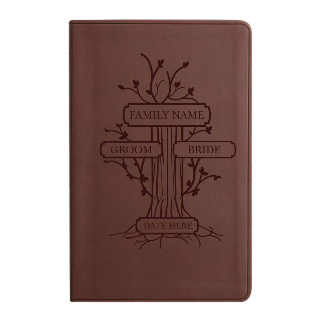 Personalized ESV Thinline Bible Large Print Faux Leather Holy Bible with Full Cover Family Tree Design Brown | Shepherds Shelf - Shepherds Shelf