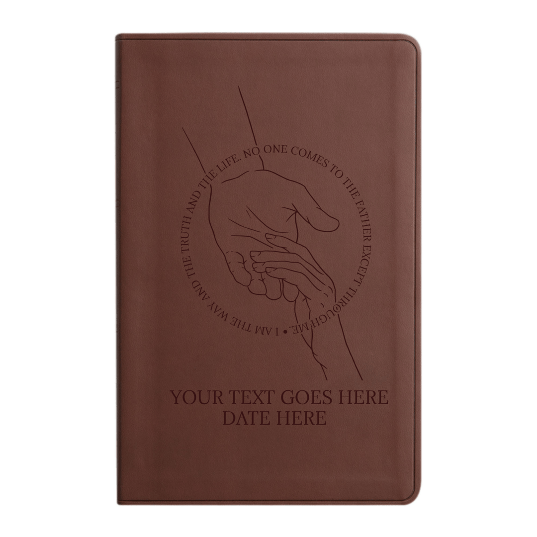 Personalized ESV Thinline Bible Large Print Faux Leather Holy Bible with Full Cover Helping Hand Design Brown | Shepherds Shelf - Shepherds Shelf