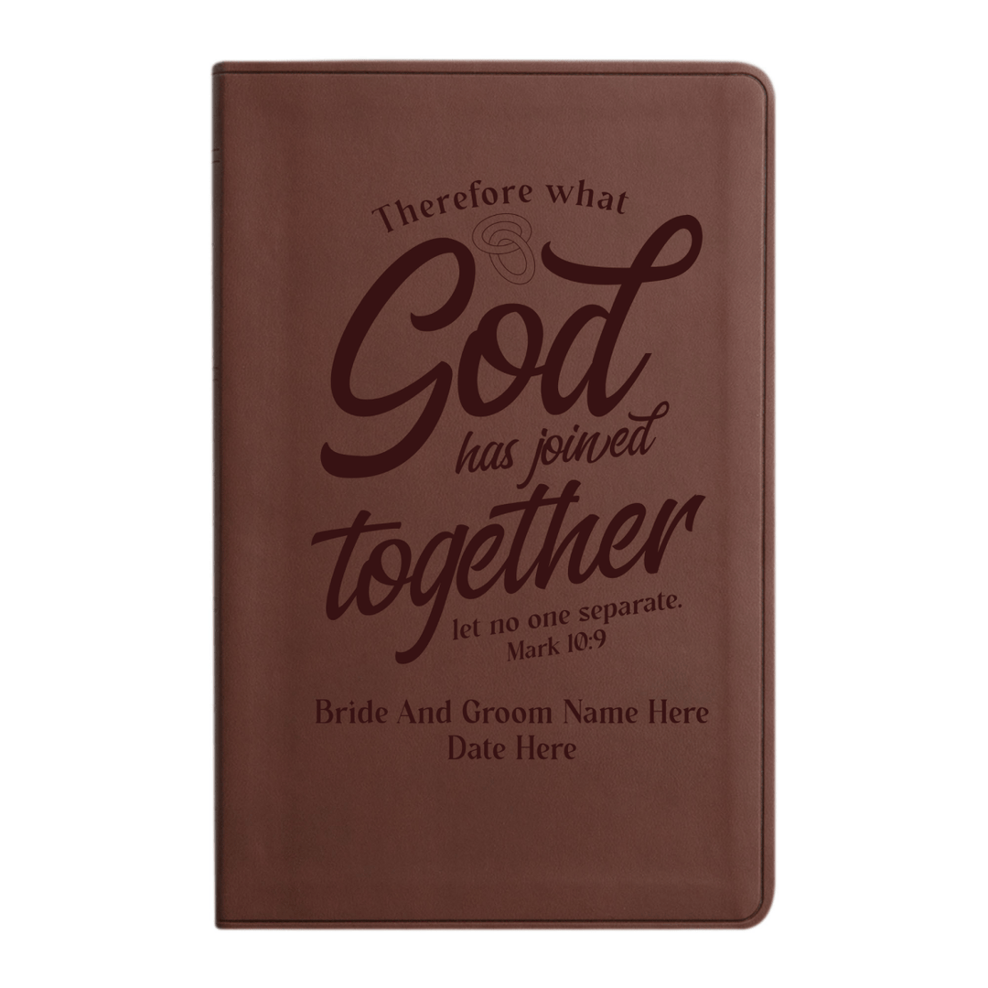 Personalized ESV Thinline Bible Large Print Faux Leather Holy Bible with Full Cover Mark 10:9 Design Brown | Shepherds Shelf - Shepherds Shelf
