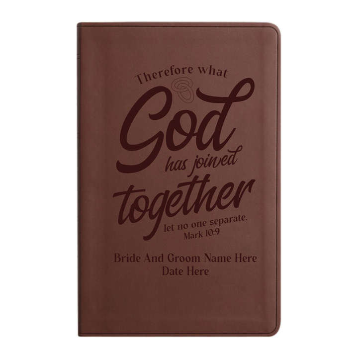 Personalized ESV Thinline Bible Large Print Faux Leather Holy Bible with Full Cover Mark 10:9 Design Brown | Shepherds Shelf - Shepherds Shelf
