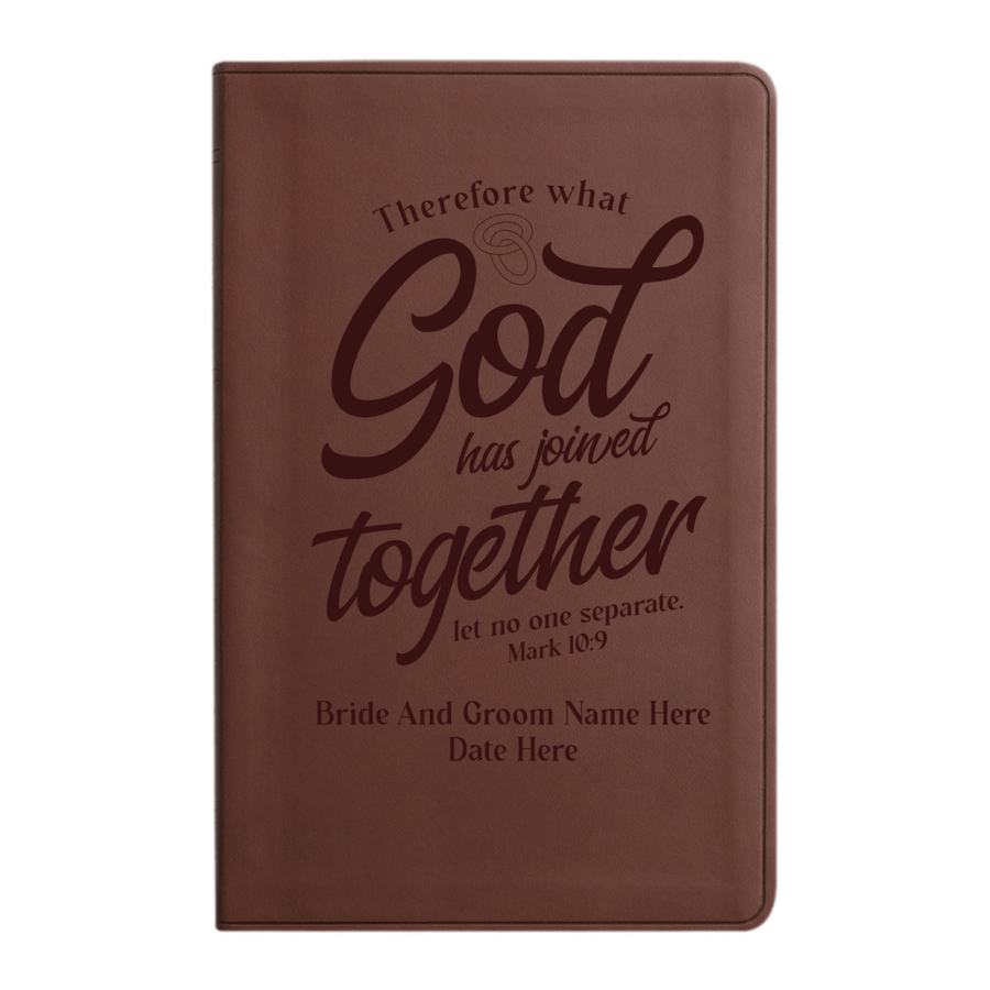 Personalized ESV Thinline Bible Large Print Faux Leather Holy Bible with Full Cover Mark 10:9 Design Brown | Shepherds Shelf - Shepherds Shelf
