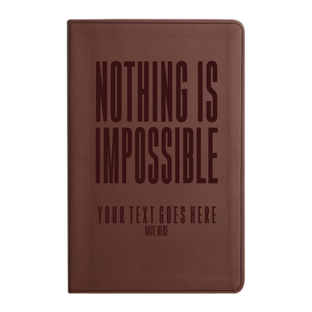 Personalized ESV Thinline Bible Large Print Faux Leather Holy Bible with Full Cover Matthew 19:26 Design Brown | Shepherds Shelf - Shepherds Shelf