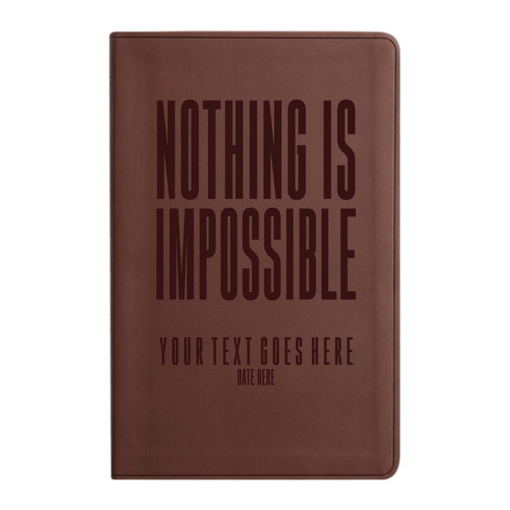 Personalized ESV Thinline Bible Large Print Faux Leather Holy Bible with Full Cover Matthew 19:26 Design Brown | Shepherds Shelf - Shepherds Shelf