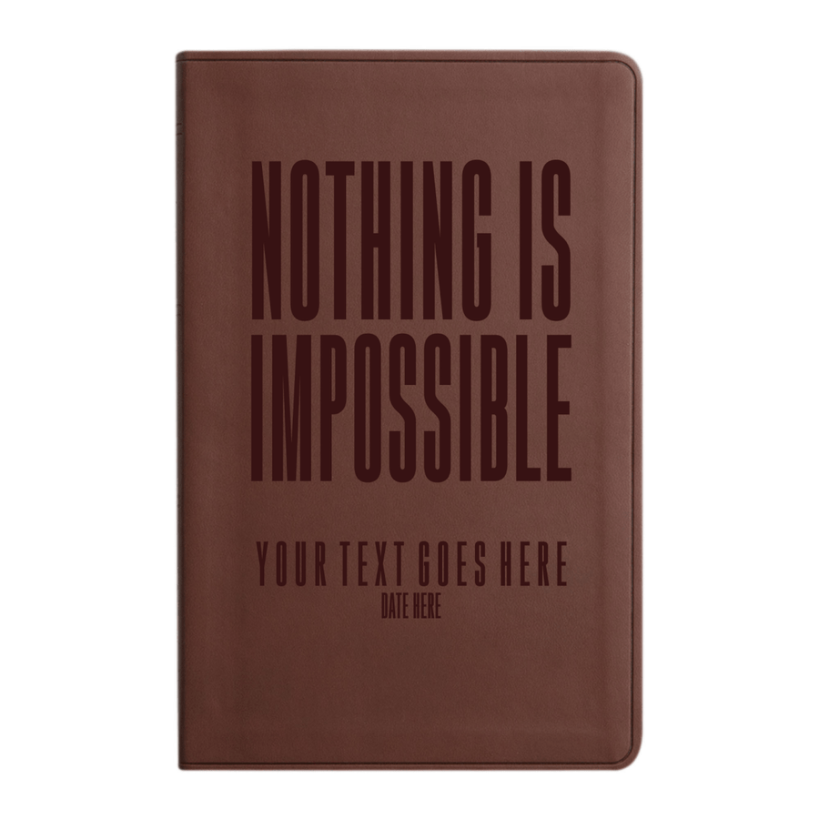 Personalized ESV Thinline Bible Large Print Faux Leather Holy Bible with Full Cover Matthew 19:26 Design Brown | Shepherds Shelf - Shepherds Shelf