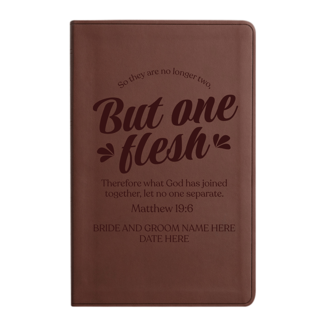 Personalized ESV Thinline Bible Large Print Faux Leather Holy Bible with Full Cover Matthew 19:6 Design Brown | Shepherds Shelf - Shepherds Shelf
