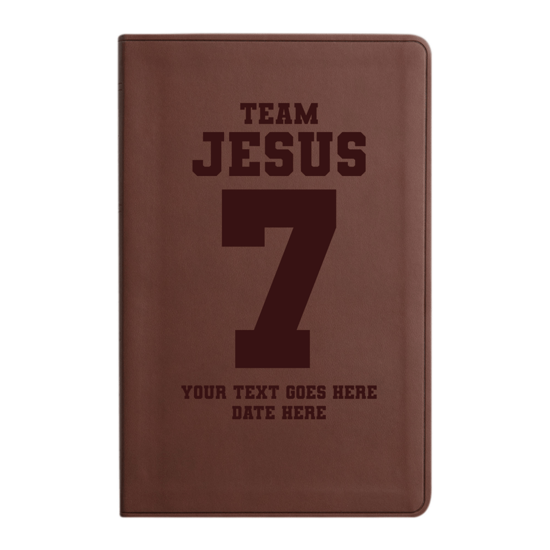 Personalized ESV Thinline Bible Large Print Faux Leather Holy Bible with Full Cover Team Jesus Design Brown | Shepherds Shelf - Shepherds Shelf