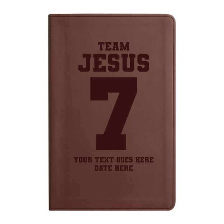 Personalized ESV Thinline Bible Large Print Faux Leather Holy Bible with Full Cover Team Jesus Design Brown | Shepherds Shelf - Shepherds Shelf