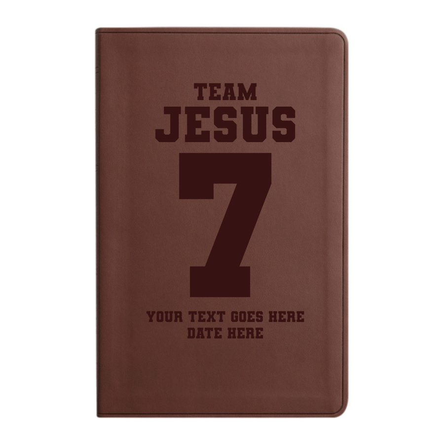 Personalized ESV Thinline Bible Large Print Faux Leather Holy Bible with Full Cover Team Jesus Design Brown | Shepherds Shelf - Shepherds Shelf