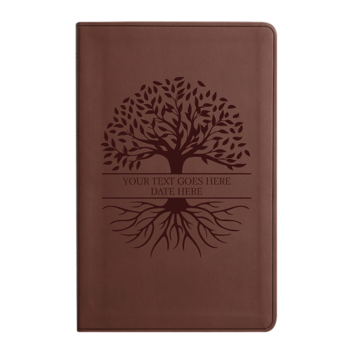 Personalized ESV Thinline Bible Large Print Faux Leather Holy Bible with Full Cover Tree of Life Design Brown | Shepherds Shelf - Shepherds Shelf