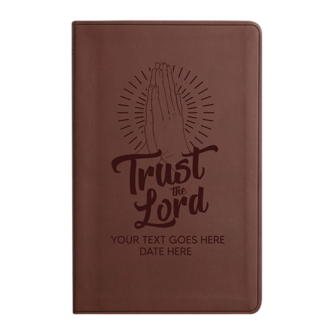 Personalized ESV Thinline Bible Large Print Faux Leather Holy Bible with Full Cover Trust the Lord Design Brown | Shepherds Shelf - Shepherds Shelf