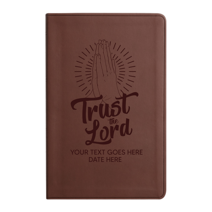 Personalized ESV Thinline Bible Large Print Faux Leather Holy Bible with Full Cover Trust the Lord Design Brown | Shepherds Shelf - Shepherds Shelf