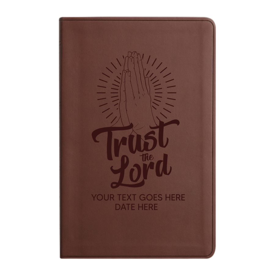 Personalized ESV Thinline Bible Large Print Faux Leather Holy Bible with Full Cover Trust the Lord Design Brown | Shepherds Shelf - Shepherds Shelf