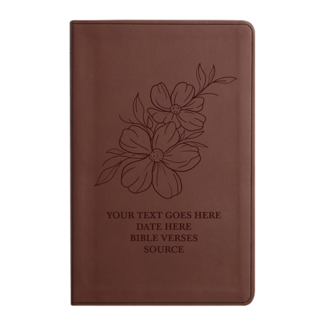 Personalized ESV Thinline Bible Large Print Faux Leather Holy Bible with Jasmine Design Brown | Shepherds Shelf - Shepherds Shelf