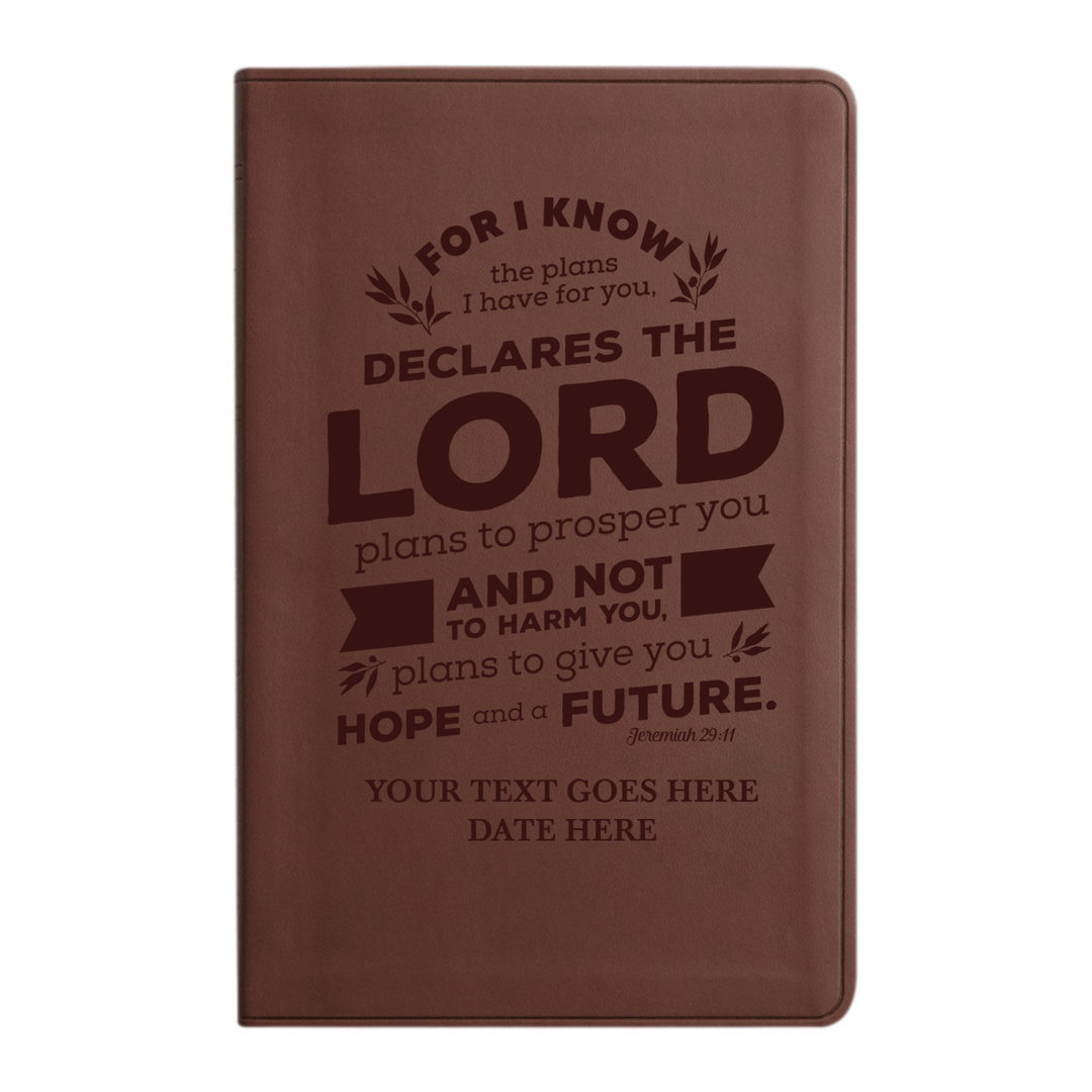 Personalized ESV Thinline Bible Large Print Faux Leather Holy Bible with Jeremiah 29:11 Bible Verse Design Brown | Shepherds Shelf - Shepherds Shelf