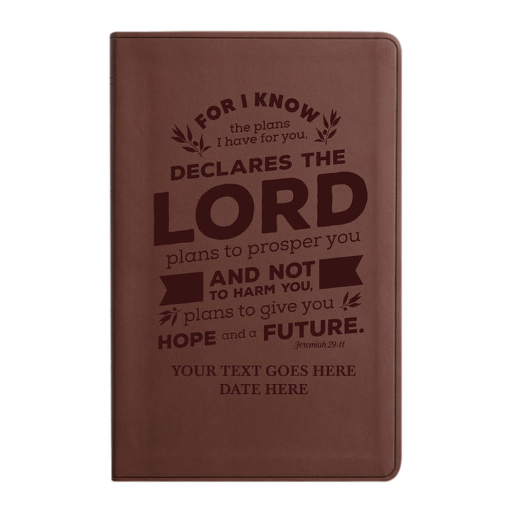 Personalized ESV Thinline Bible Large Print Faux Leather Holy Bible with Jeremiah 29:11 Bible Verse Design Brown | Shepherds Shelf - Shepherds Shelf