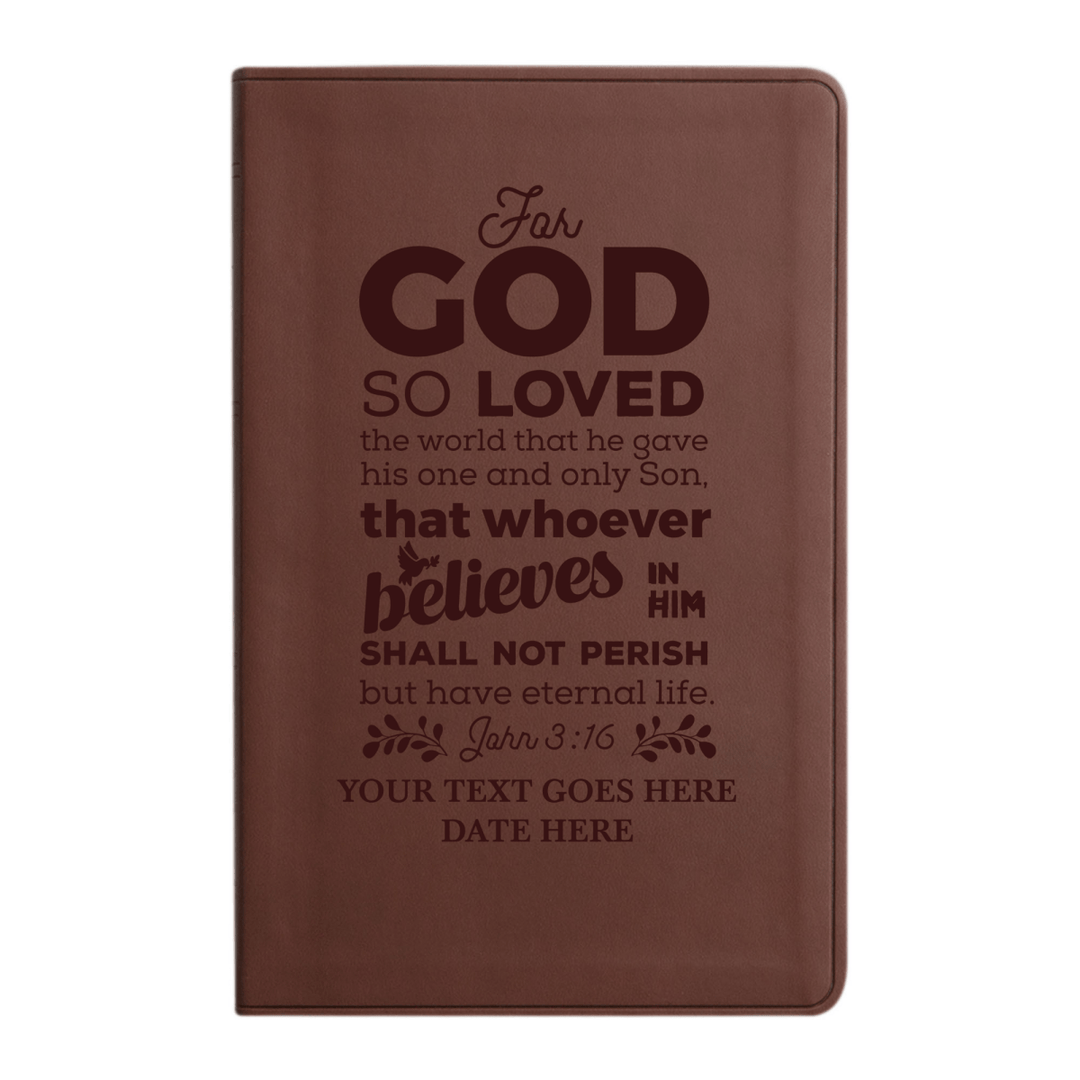 Personalized ESV Thinline Bible Large Print Faux Leather Holy Bible with John 3:16 Design Brown | Shepherds Shelf - Shepherds Shelf