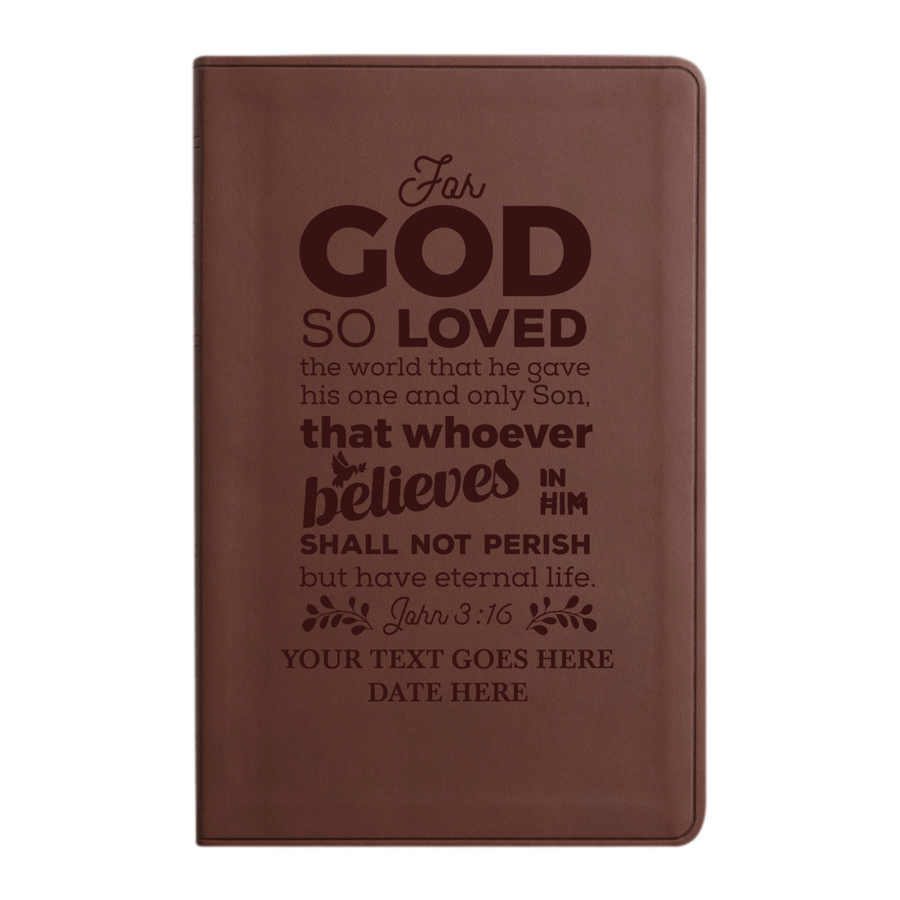Personalized ESV Thinline Bible Large Print Faux Leather Holy Bible with John 3:16 Design Brown | Shepherds Shelf - Shepherds Shelf