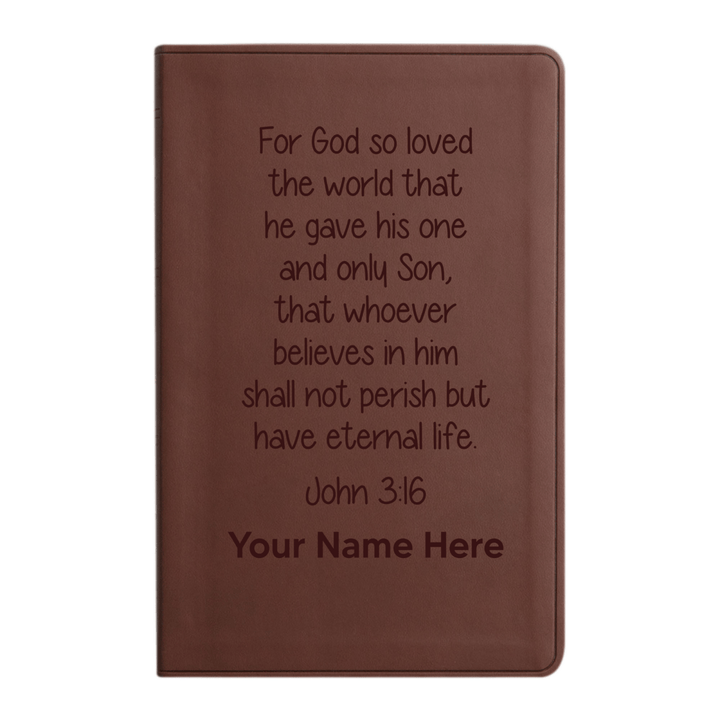 Personalized ESV Thinline Bible Large Print Faux Leather Holy Bible with John 3:16_Study 1 Design Brown | Shepherds Shelf - Shepherds Shelf